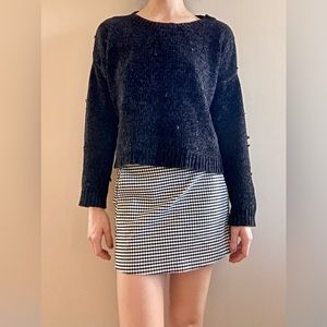 Cropped chenille sweater in black